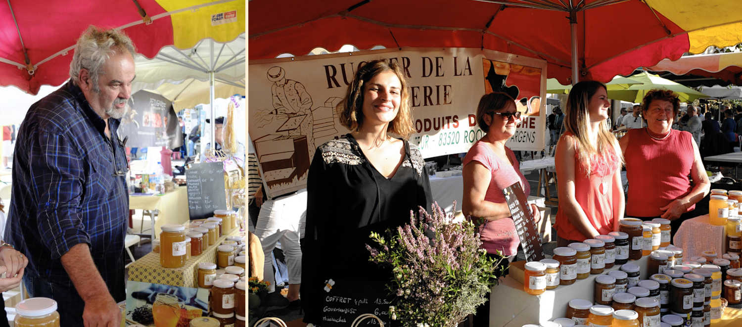 Honigmarkt Fête du Miel in der Provence Marktstand des Rucher de la Bouverie