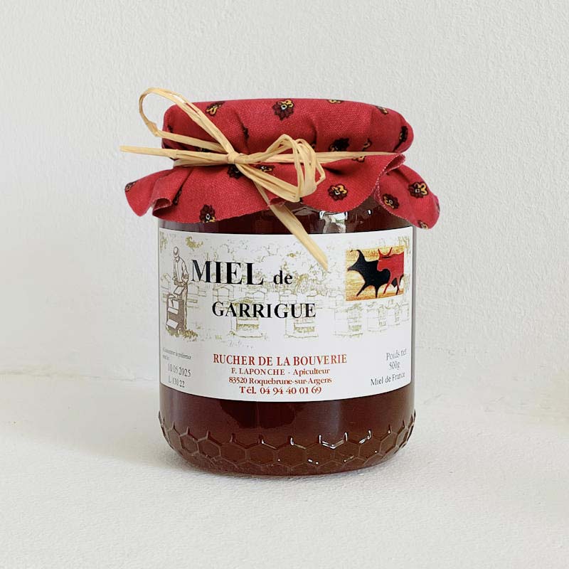 Garrigue_Tissu-rouge_800p Garriguehonig mit Stoffdekor rot