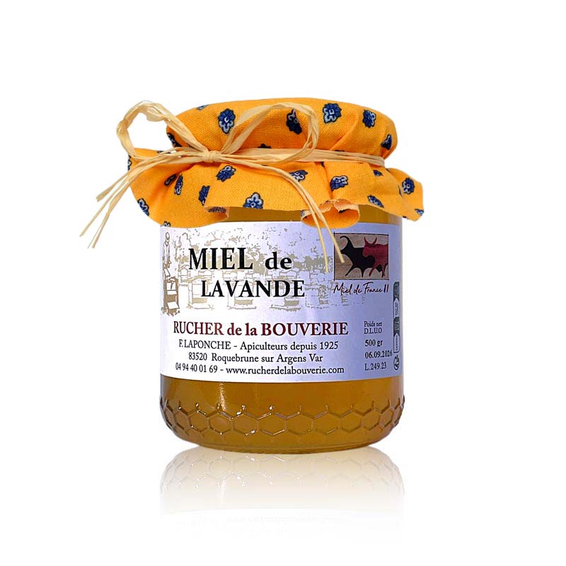 Lavendelhonig 500 g mit Stoffdekor gelb