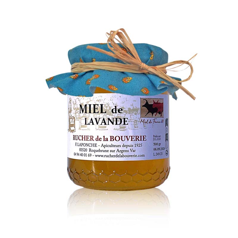 Lavendelhonig 500 g mit Stoffdekor türkis