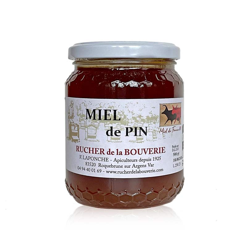 Pin_500g_2023_Etikneu_front_800p Pinienhonig 500 g, Vorderseite